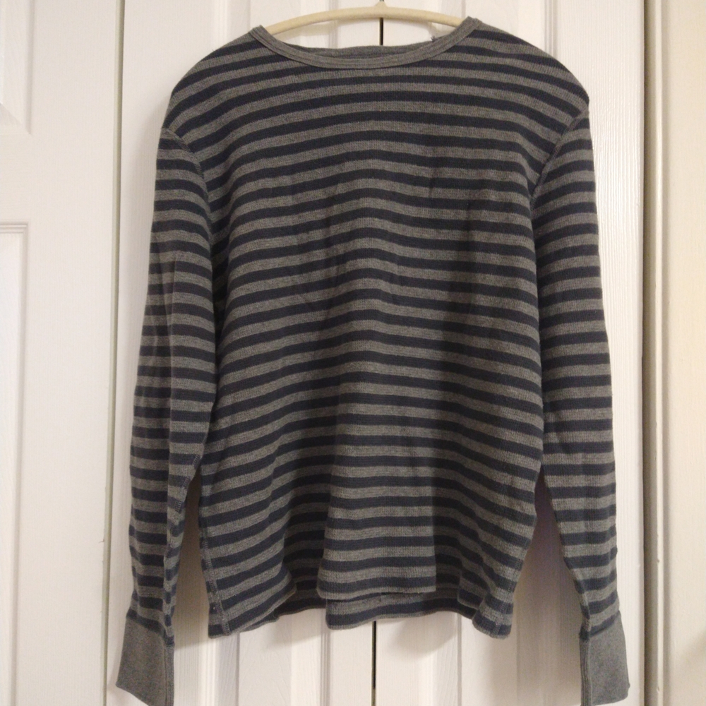 J. Crew Navy and Light Gray Striped Long Sleeve Tee